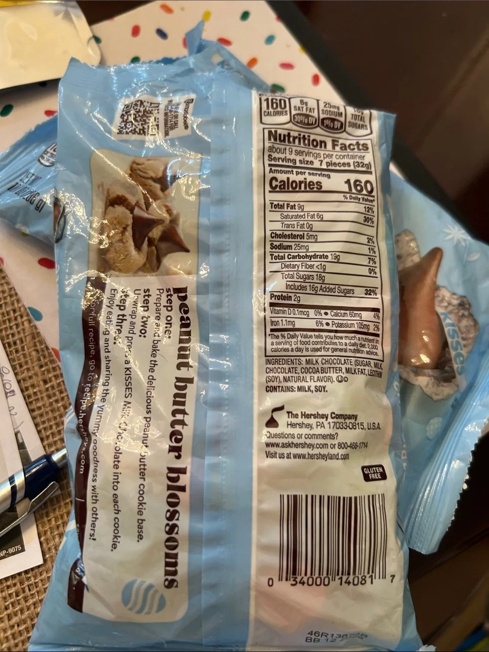 Hershey's Kisses Milk Chocolate Bag - Light Blue 10 oz wrapped kisses 2 new bags